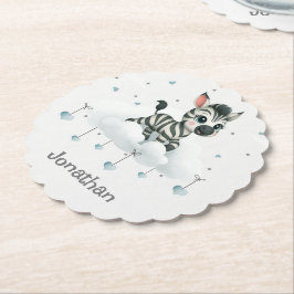 Simple cute little cartoon zebra  ペーパーコースター