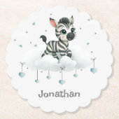 Simple cute little cartoon zebra  ペーパーコースター (正面)