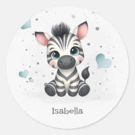 Simple cute little cartoon zebra  ラウンドシール