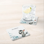 Simple cute little cartoon zebra  paper coaster スクエアペーパーコースター (インサイチュ)