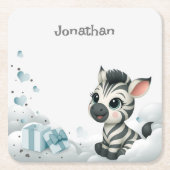 Simple cute little cartoon zebra  paper coaster スクエアペーパーコースター (正面)
