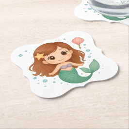 Simple cute little mermaid ペーパーコースター