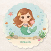 Simple cute little mermaid ペーパーコースター (正面)