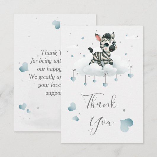 Simple cute little zebra  サンキューカード (正面/裏面)