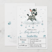 Simple cute little zebra baby shower 招待状 (正面/裏面)