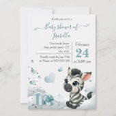Simple cute little zebra baby shower invitation 招待状 (正面)