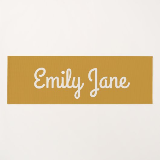 Simple Cute Mustard Yellow Script Personalized ヨガマット (正面(横))