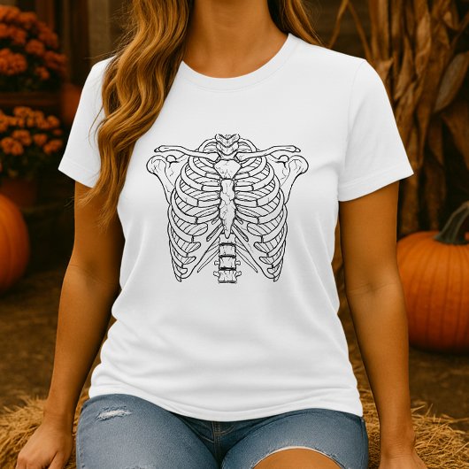 Simple Cute Skeleton Ribcage  Tシャツ