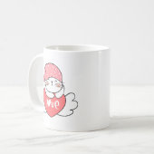 Simple Cute Sweet Charming Smiling White Cat Heart コーヒーマグカップ (正面左)