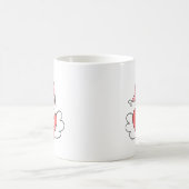 Simple Cute Sweet Charming Smiling White Cat Heart コーヒーマグカップ (中央)
