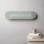 Simple Cute Typewriter Monogram Name Sage Green  スケートボード<br><div class="desc">Simple Modern Girly Cute Monogram Name Sage Green Skateboard with Typewriter Typography</div>