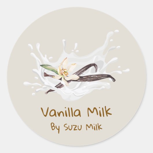 Simple Cute Vanilla Milk Label ラウンドシール (正面)