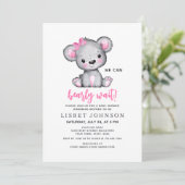 Simple Cute We Can Bearly Wait Pink Baby Shower 招待状 (スタンド正面)