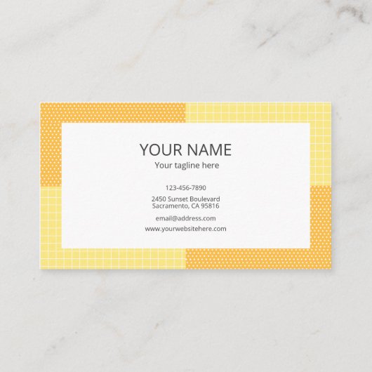 Simple Cute Yellow Orange Dot Check Pattern Backgr 名刺 (裏面)