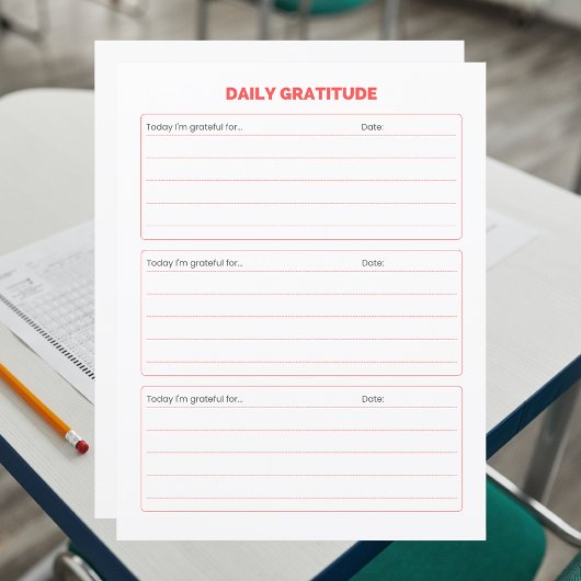 Simple Daily Gratitude Journal Worksheet