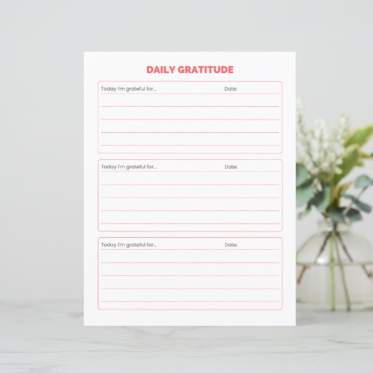 Simple Daily Gratitude Journal Worksheet (スタンド正面)
