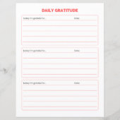 Simple Daily Gratitude Journal Worksheet (正面)