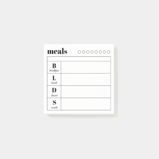Simple Daily Meal Planner Sticky Notes Pad ポストイット (正面)