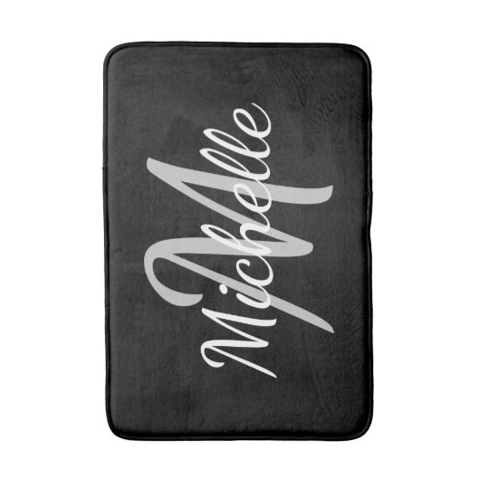 Simple dark black Bold Typography & Name Monogram バスマット (正面縦)