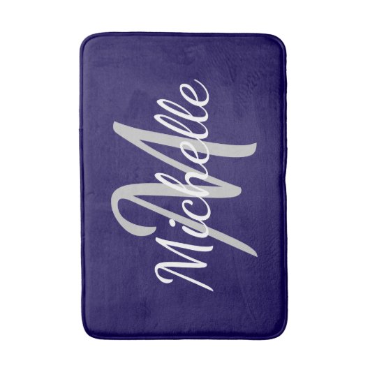 Simple dark blue Bold Typography & Name Monogram バスマット (正面縦)