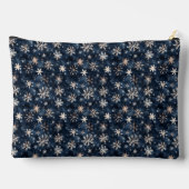 Simple Dark Blue with Snowflakes アクセサリーポーチ (裏面)