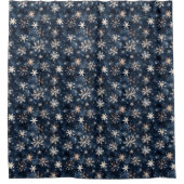 Simple Dark Blue with Snowflakes シャワーカーテン (正面)