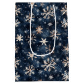 Simple Dark Blue with Snowflakes Wine Small and ミディアムペーパーバッグ (裏面)