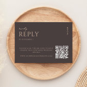 Simple Dark Brown Modern Chic Wedding 出欠カード