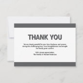 Simple Dark Grey Traditional Sympathy Funeral サンキューカード (正面)