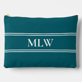 Simple Dark Teal and White Monogram Template アクセサリーポーチ