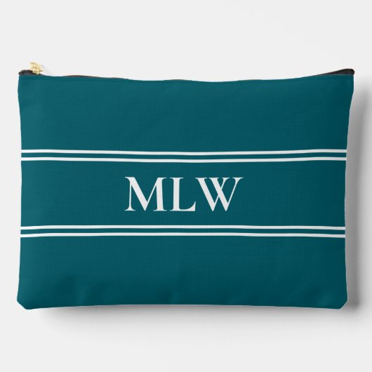 Simple Dark Teal and White Monogram Template アクセサリーポーチ (正面)