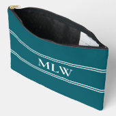 Simple Dark Teal and White Monogram Template アクセサリーポーチ (見開き)