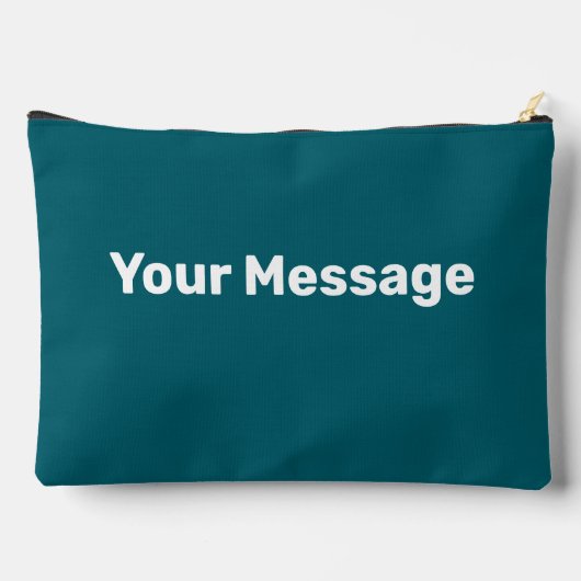 Simple Dark Teal and White Your Message Template アクセサリーポーチ (裏面)
