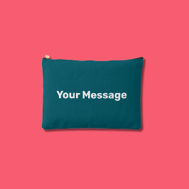 Simple Dark Teal and White Your Message Template アクセサリーポーチ
