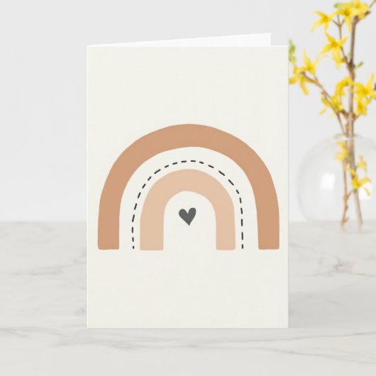 Simple Dashed Rainbow Heart Card カード (黄色い花)