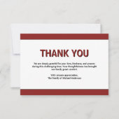 Simple Deep Burgundy Traditional Sympathy Funeral サンキューカード (正面)