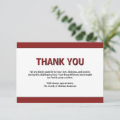 Simple Deep Burgundy Traditional Sympathy Funeral サンキューカード (スタンド正面)