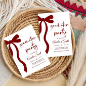 Simple Deep Red Bow graduation party invitation 招待状