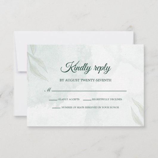 Simple Delicate Floral Wedding RSVP Card (正面)