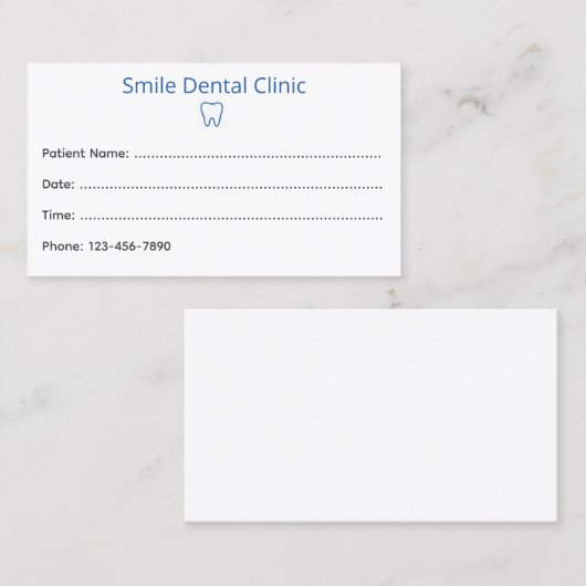 Simple Dental Appointment Card with Tooth Icon 予約カード (正面/裏面)