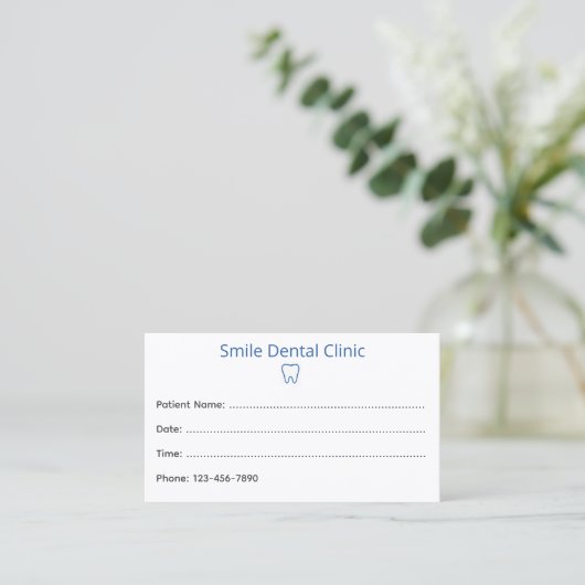 Simple Dental Appointment Card with Tooth Icon 予約カード (スタンド正面)