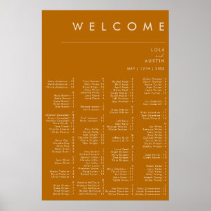 Simple Desert Burnt Orange Alphabetical Seating ポスター