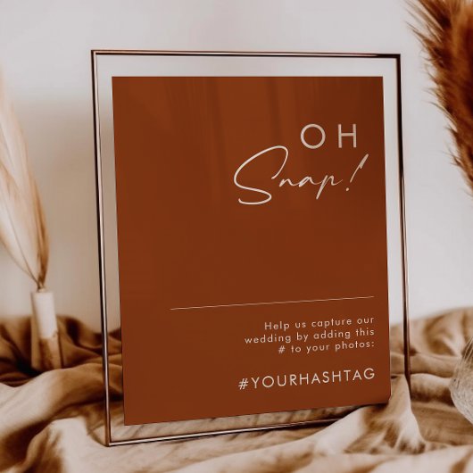 Simple Desert | Terracotta Oh Snap Wedding Hashtag ポスター