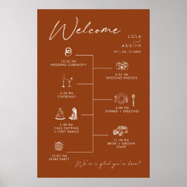 Simple Desert Wedding Timeline Sign ポスター