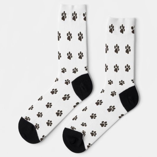 Simple Dog Paw Print Pattern Crew Socks ソックス (左)