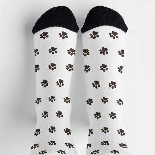 Simple Dog Paw Print Pattern Crew Socks  ソックス (上部)