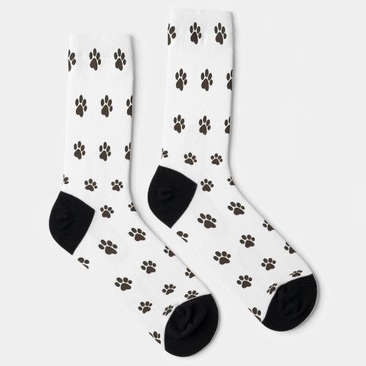 Simple Dog Paw Print Pattern Crew Socks  ソックス (右)