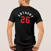 Simple Double-Sided Baseball Parent Kid Name トライブレンドＴシャツ (裏面)