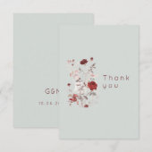 Simple Dove Grey Watercolor Floral  サンキューカード (正面/裏面)