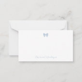 Simple Dusty Blue Chic Bow Handwritten Name ノートカード (正面)